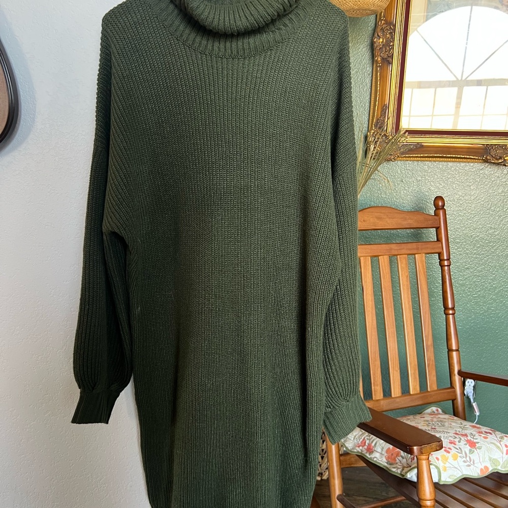 Belle by Kim Gravel Forest Green Cowl Neck Sweater